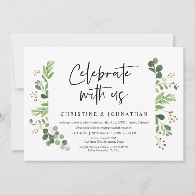 Invitation Fêtez avec nous, Mariage Elopement Party (Devant)