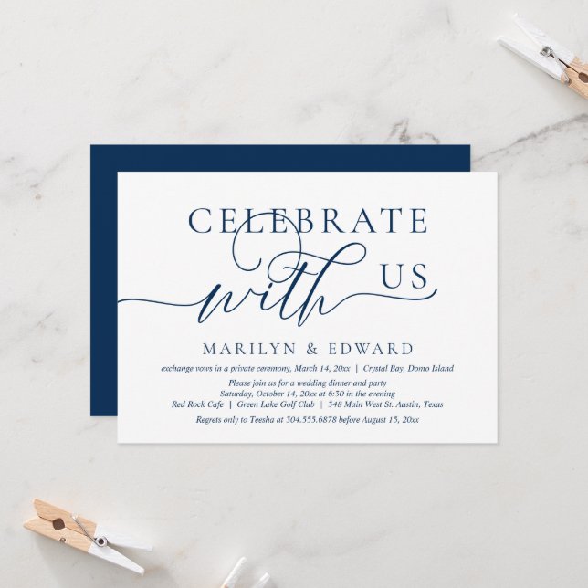 Invitation Fêtez avec nous, Mariage Elopement Party (Devant/Arrière en situation)