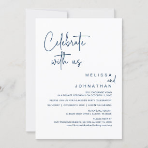 Invitation Fêtez avec nous, Mariage Elopement Party