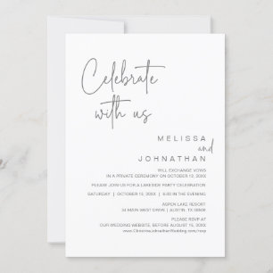 Invitation Fêtez avec nous, Mariage Elopement Party Invitat