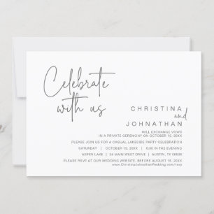 Invitation Fêtez avec nous, Mariage Elopement Party Invitat
