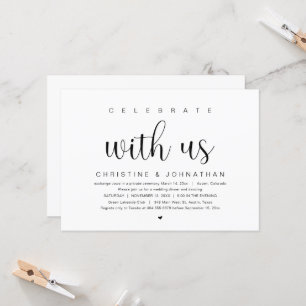 Invitation Fêtez avec nous, Mariage Elopement Party Invitat