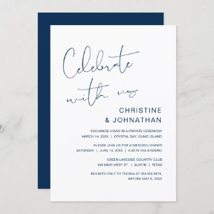 Invitation Fêtez avec nous, Mariage moderne Elopement Invita