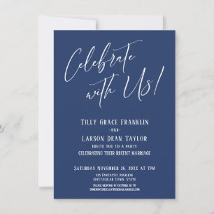 Invitation Fêtez avec nous ! Marine de mariée moderne