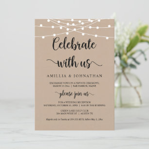 Invitation Fêtez avec nous, Rustic Elopement Party Invitati