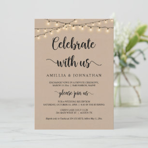 Invitation Fêtez avec nous, Rustic Elopement Party Invitati