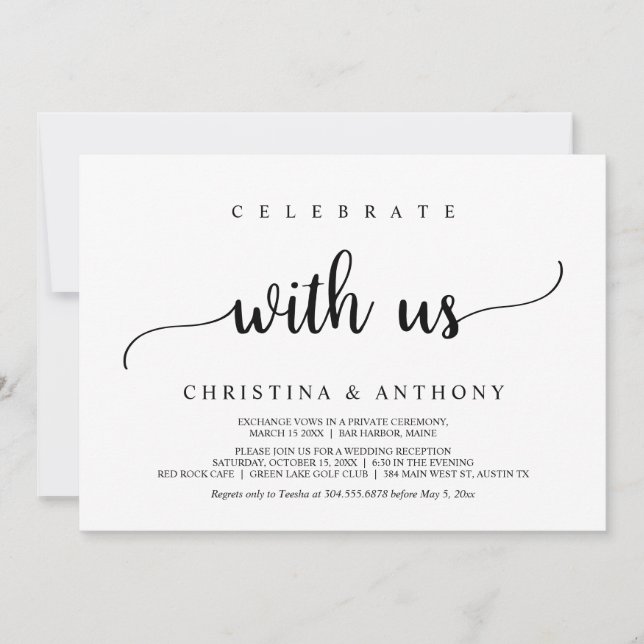 Invitation Fêtez avec nous, Rustic Mariage Elopement (Devant)