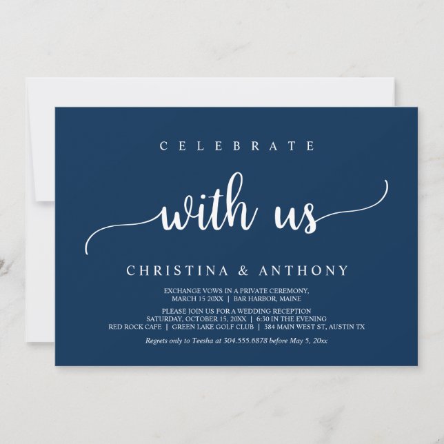 Invitation Fêtez avec nous, Rustic Mariage Elopement Invita (Devant)