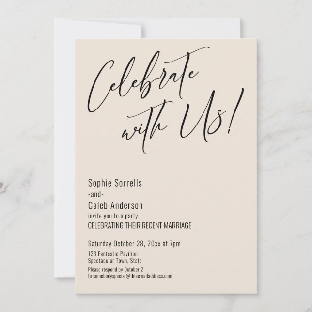 Invitation Fêtez avec nous ! Soirée de mariage moderne et élé (Devant)