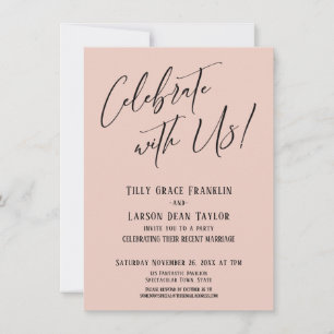 Invitation Fêtez avec nous ! Soirée de mariage rose vif moder