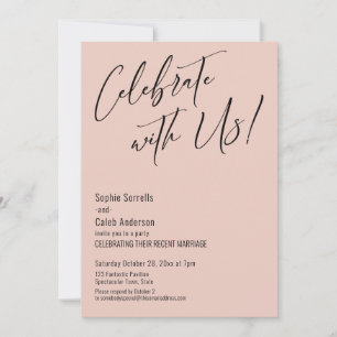 Invitation Fêtez avec nous ! Soirée de mariage rose vif moder
