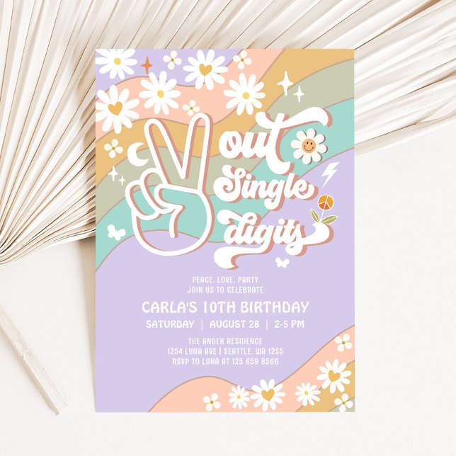 Invitation Fêtez la fin des chiffres simples Groovy 10e anniv (Créateur téléchargé)