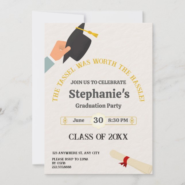 Invitation Fêtez la graduation ! Tassel Worth the Hassle (Devant)