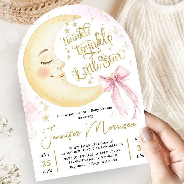 Invitation Fêtez l'arrivée de bébé avec notre arche rose avec (Créateur téléchargé)
