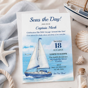 Invitation Fêtez votre anniversaire Thème Marin Bateau Yacht