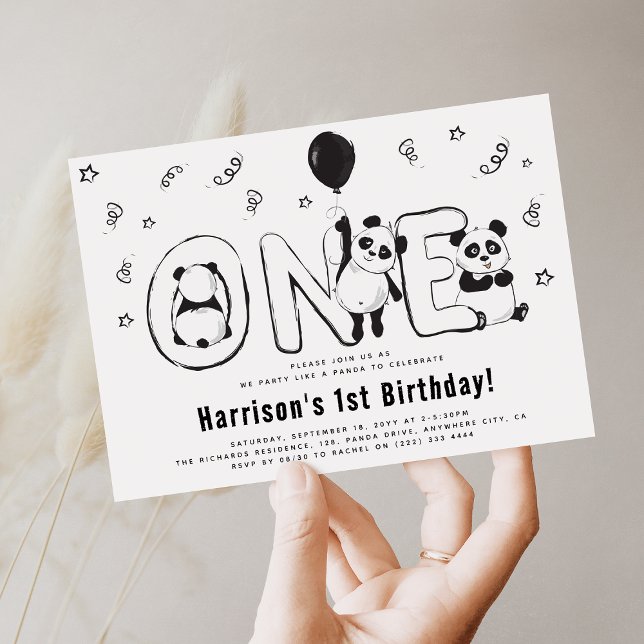 Invitation Fêtons 'comme un Panda' pour un 1er Anniversaire (Créateur téléchargé)
