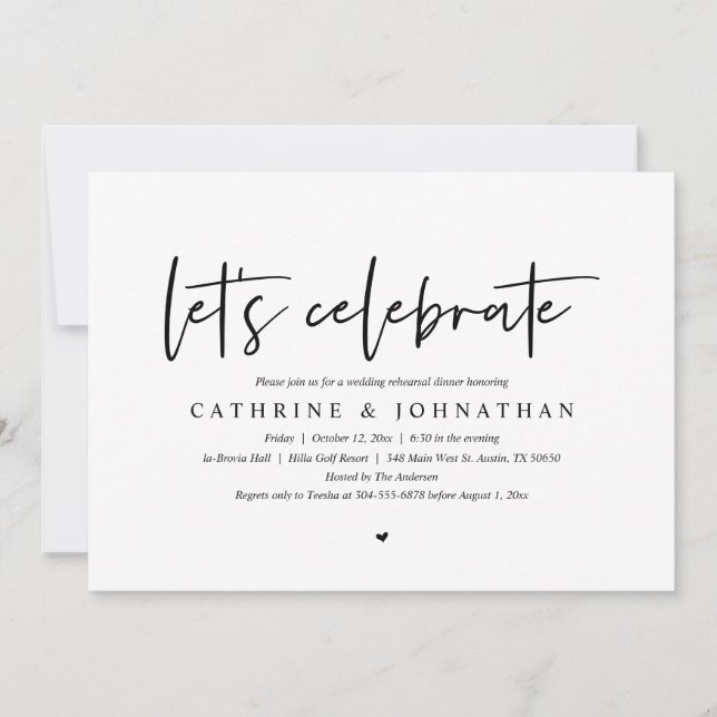 Invitation Fêtons, Dîner de répétition Mariage (Devant)