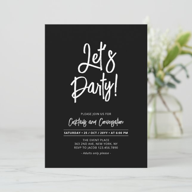 Invitation Fêtons | Écriture Chic Brosse Fête pour Toutes les (Debout devant)