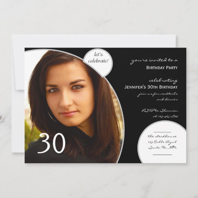 Invitation Fêtons en noir et blanc l'anniversaire de la photo (Devant)