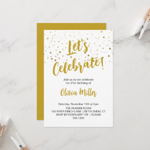 Invitation Fêtons la Faux Gold Glittery Anniversaire
