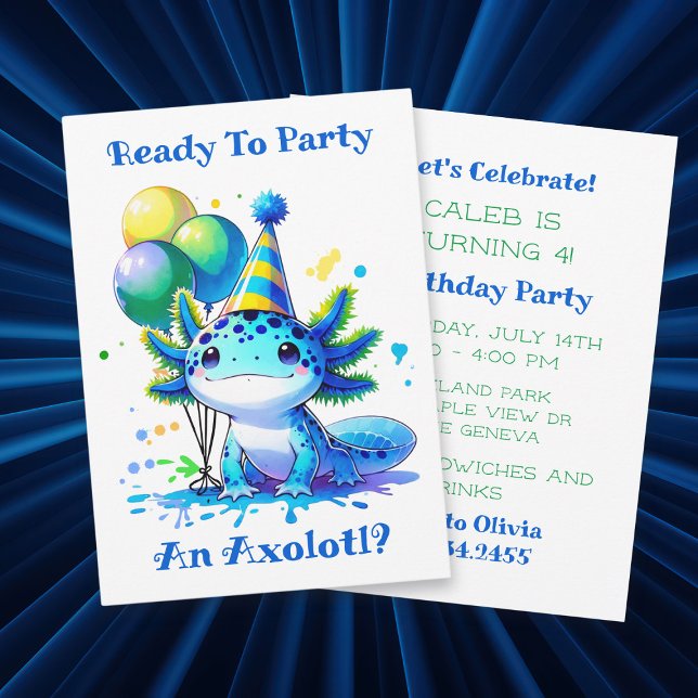 Invitation Fêtons la fête d'anniversaire de Axolotl Boy (Créateur téléchargé)