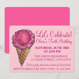 Invitation Fêtons la fête d'anniversaire de la Crème de glace