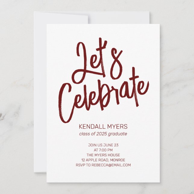 Invitation Fêtons la fête des diplômés avec photo (Devant)