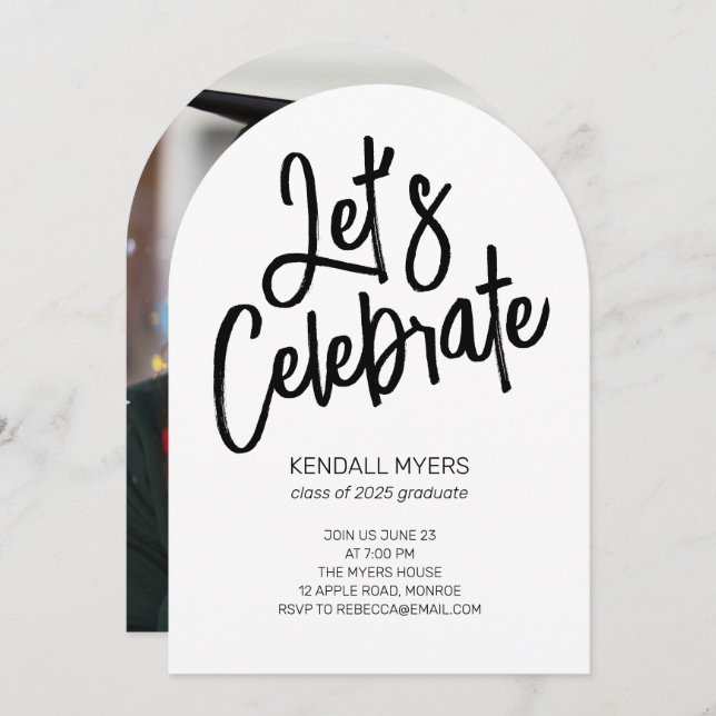 Invitation Fêtons la fête des diplômés avec photo (Devant / Derrière)