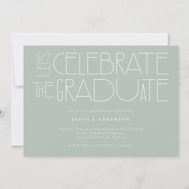 Invitation Fêtons la Graduate Mint Green Graduation (Devant)