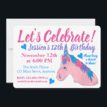 Invitation Fêtons la Licorne Rose Violet pour son Anniversair<br><div class="desc">L'invitation présente une illustration originale au marqueur d'une licorne rose, bleue et violette, accentuée de cœurs bleus, avec FÊTONS en police de caractères amusante. Idéal pour une fête d'anniversaire. Il suffit de personnaliser avec vos informations. Vous ne voyez pas ce que vous cherchez ? Besoin d'aide pour la personnalisation ?...</div>