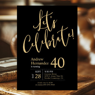 Invitation Fêtons la photo Black Gold 40e anniversaire