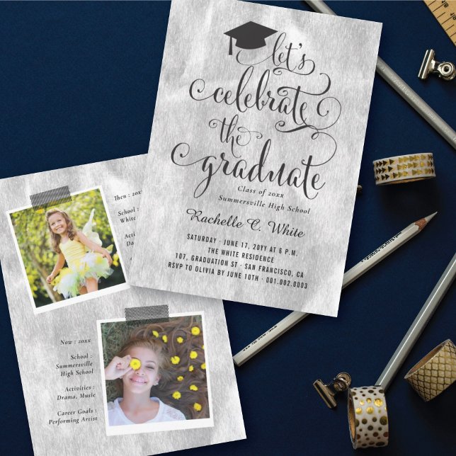 Invitation Fêtons la soirée des diplômés d'argent de The Grad (Créateur téléchargé)