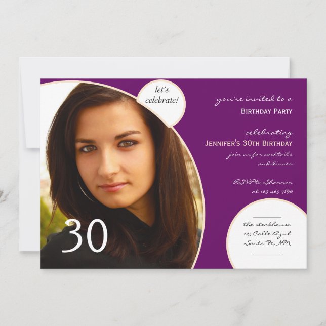 Invitation Fêtons l'Anniversaire de la photo violette de Cham (Devant)