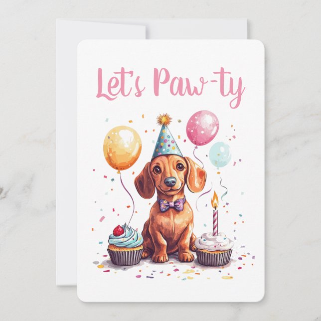 Invitation Fêtons l'anniversaire des chiens Dachshund (Devant)