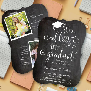Invitation Fêtons le Graduate Chalkboard Grad Party