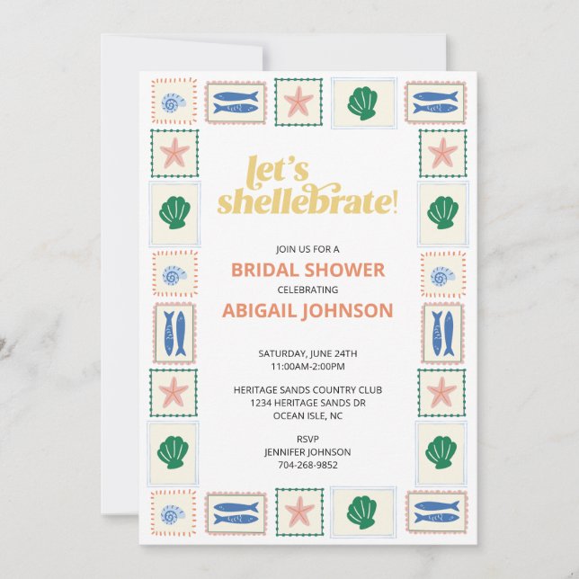 Invitation Fêtons le Mariage aux Coquillages (Devant)