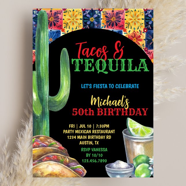 Invitation Fêtons les Tacos & Tequila Mexicains pour mes 50 a (Créateur téléchargé)