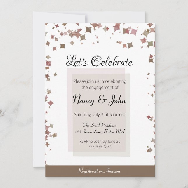Invitation Fêtons l'invitation de la fête d'engagement (Devant)