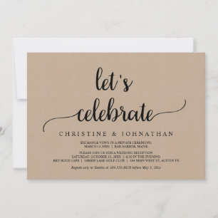 Invitation Fêtons, Rustic Kraft Elopement Party