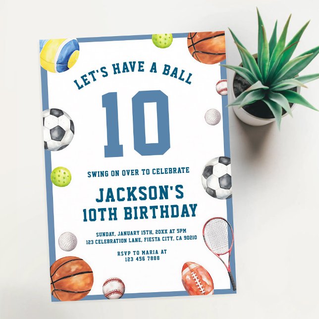 Invitation Fêtons un anniversaire sportif de 10 ans (Créateur téléchargé)