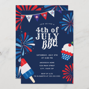 Invitation Feu d'artifice 4 juillet BBQ