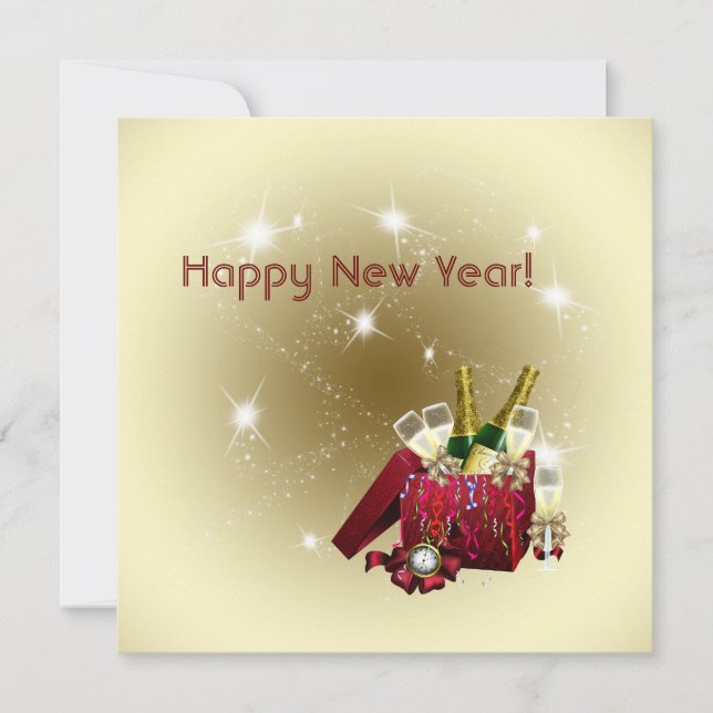 Invitation Feu d'artifice Champagne Confetti Nouvel An Sove P (Devant)