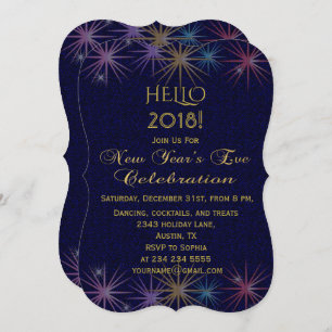 Invitation Feu d'artifice couleur or Réveillon du Nouvel An