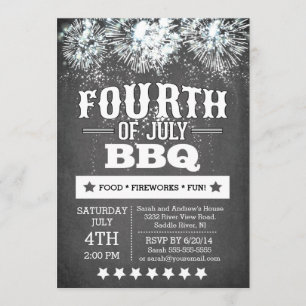 Invitation Feu d'artifice de bord moderne 4 juillet