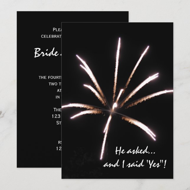 Invitation Feu d'artifice de la Black Summer Engagement Party (Devant / Derrière)