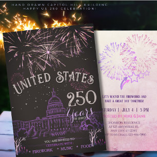 Invitation Feu d'artifice élégant États-Unis 250 ans pour le 
