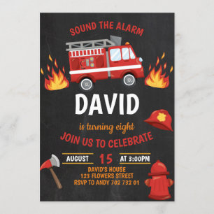 Invitation Feu de camionnette de pompiers