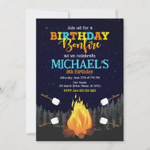 Invitation Feu de camp en plein air pour anniversaire avec de