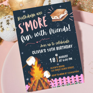 Invitation Feu de camp S'more Filles Amusement Filles Camping