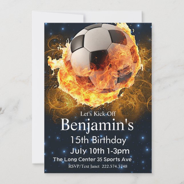 Invitation Feu de football Anniversaire, Football Anniversair (Devant)